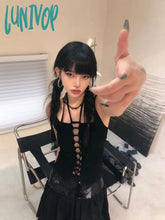 Lunivop Y2K Black Halter Tops Women Streetwear Sexy Hollow Out Pink Crop Top Aesthetic Sleeveless